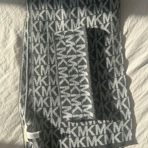 Michael Kors Gray and Black Logo Scarf Set
